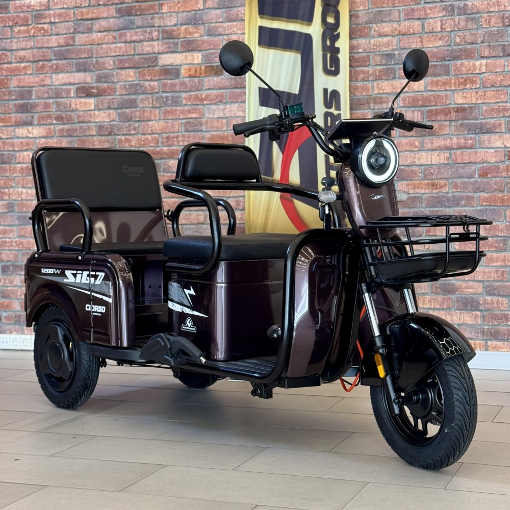 Електричний трицикл Corso SIG-7 SG-302240 1200W 72V/23Ah, 3 місця, колеса 10", LED фари, сигналізація, кошик