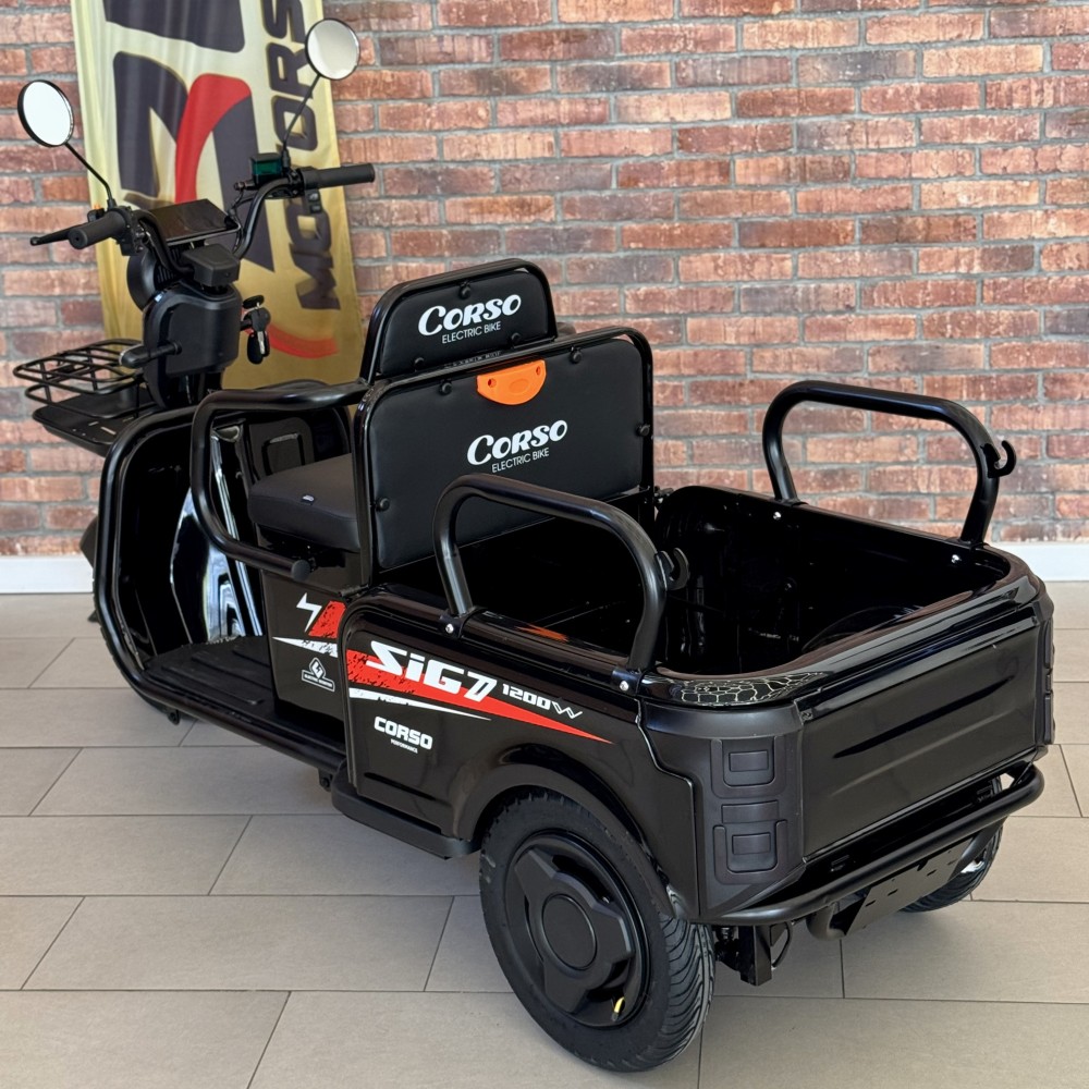 Електричний трицикл Corso SIG-7 SG-319055 1200W 72V/23Ah, 3 місця, колеса 10", LED фари, сигналізація, кошик