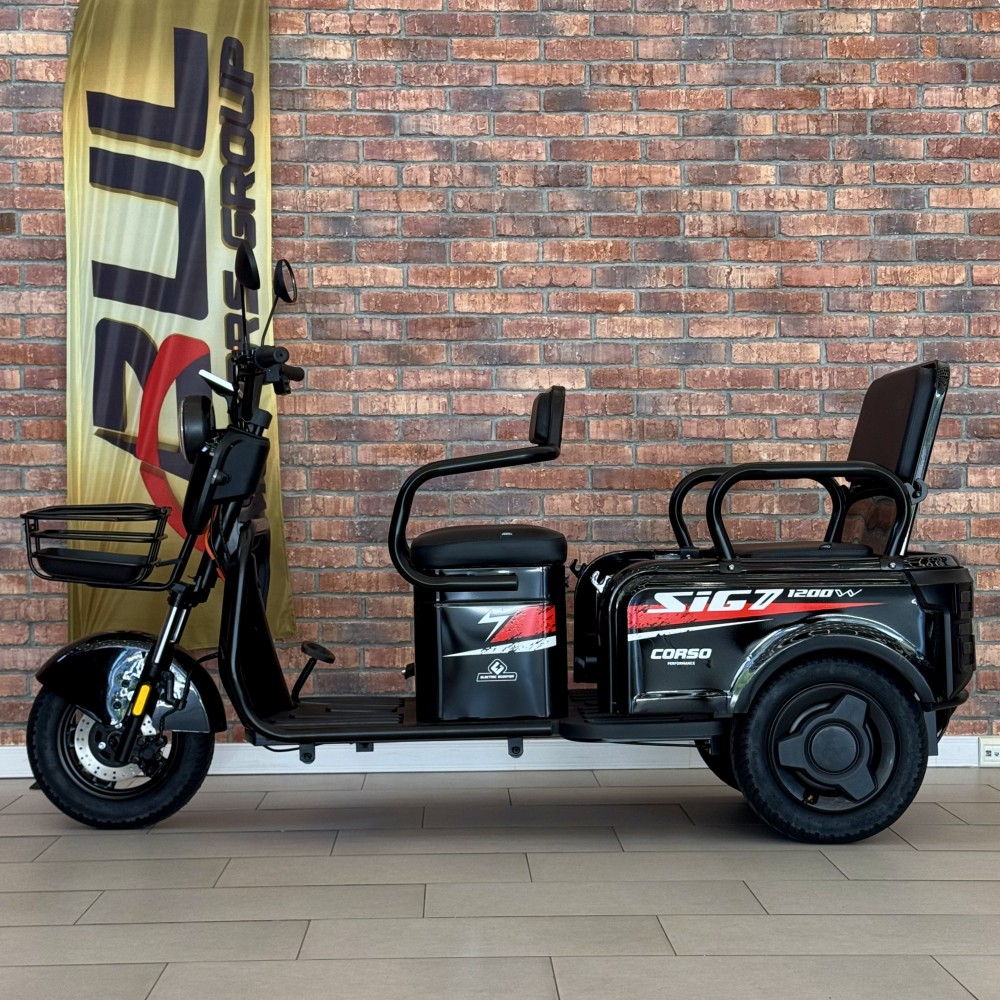 Електричний трицикл Corso SIG-7 SG-319055 1200W 72V/23Ah, 3 місця, колеса 10", LED фари, сигналізація, кошик