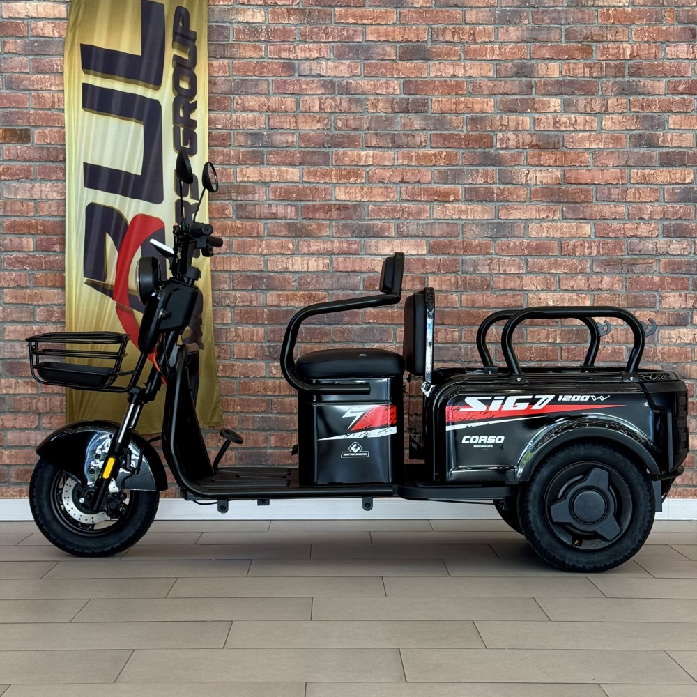 Електричний трицикл Corso SIG-7 SG-319055 1200W 72V/23Ah, 3 місця, колеса 10", LED фари, сигналізація, кошик