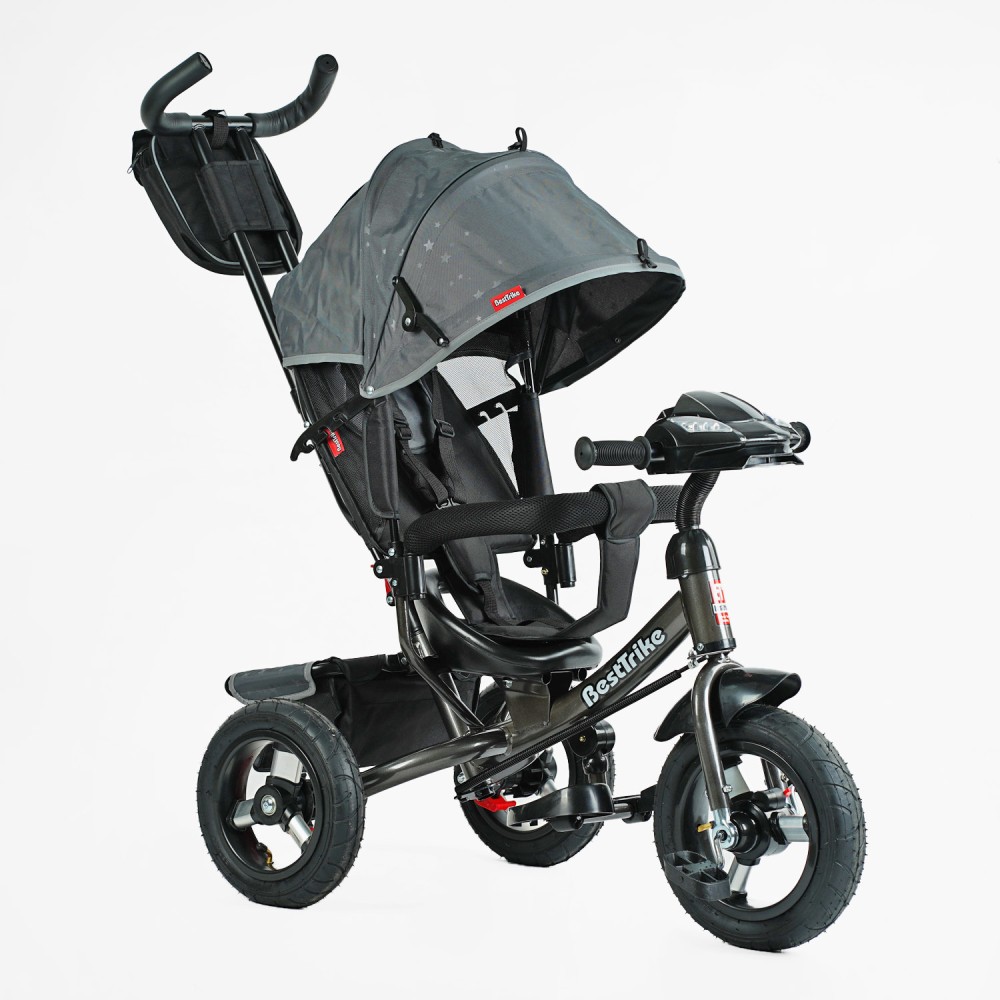 Триколісний дитячий велосипед Best Trike 3390/38-104 з надувними колесами та керованою ручкою: фара з USB, пульт і звукові ефекти
