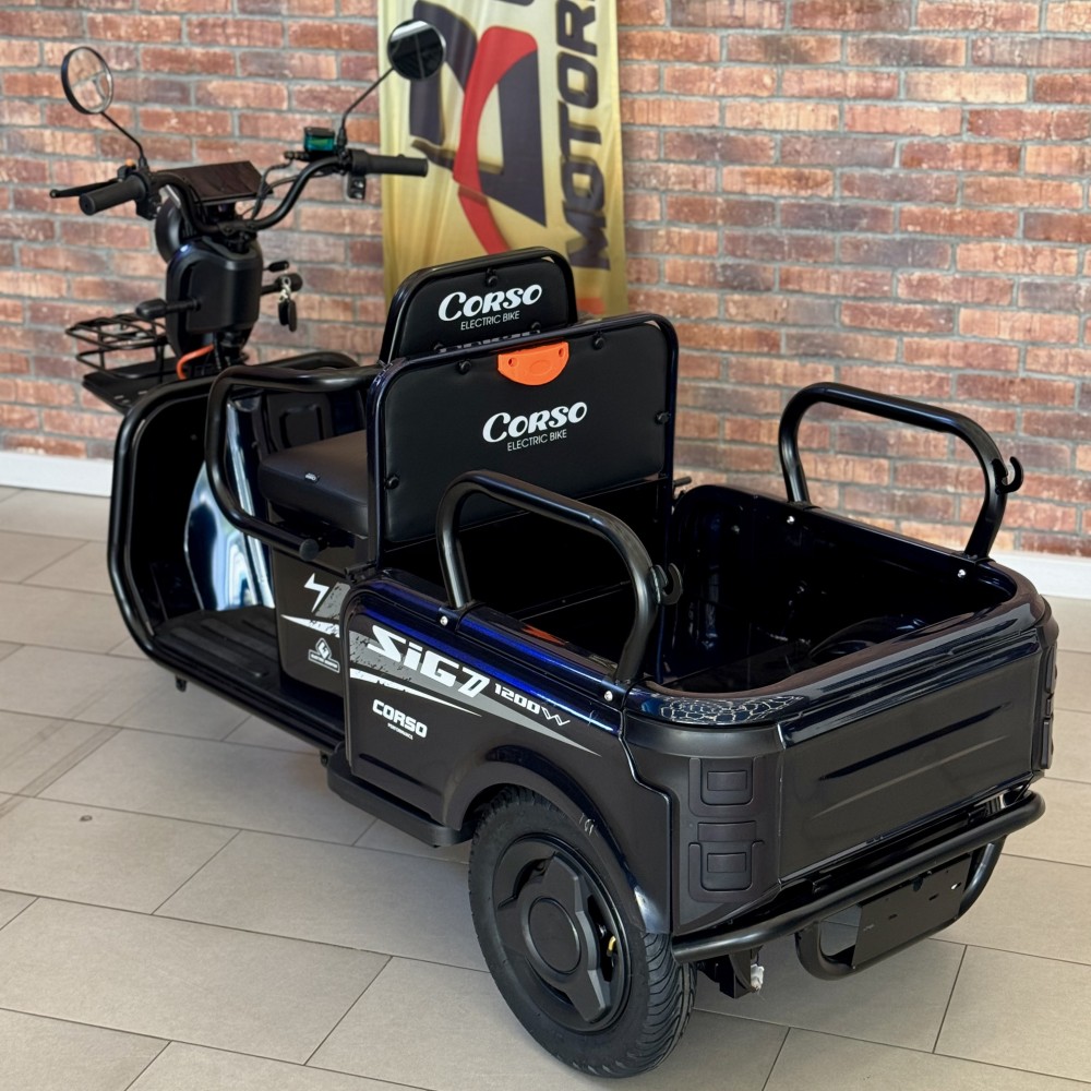 Електричний трицикл Corso SIG-7 SG-640290 1200W 72V/23Ah, 3 місця, колеса 10", LED фари, сигналізація, кошик