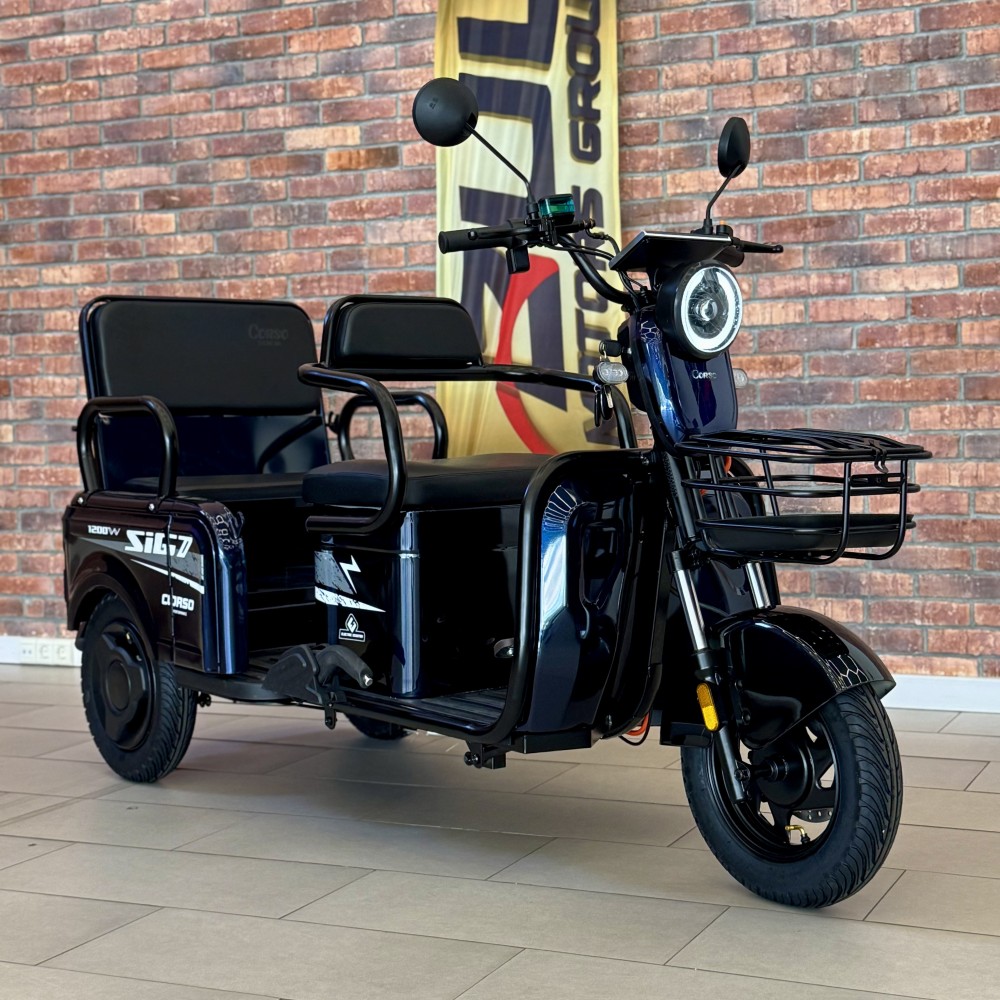 Електричний трицикл Corso SIG-7 SG-640290 1200W 72V/23Ah, 3 місця, колеса 10", LED фари, сигналізація, кошик