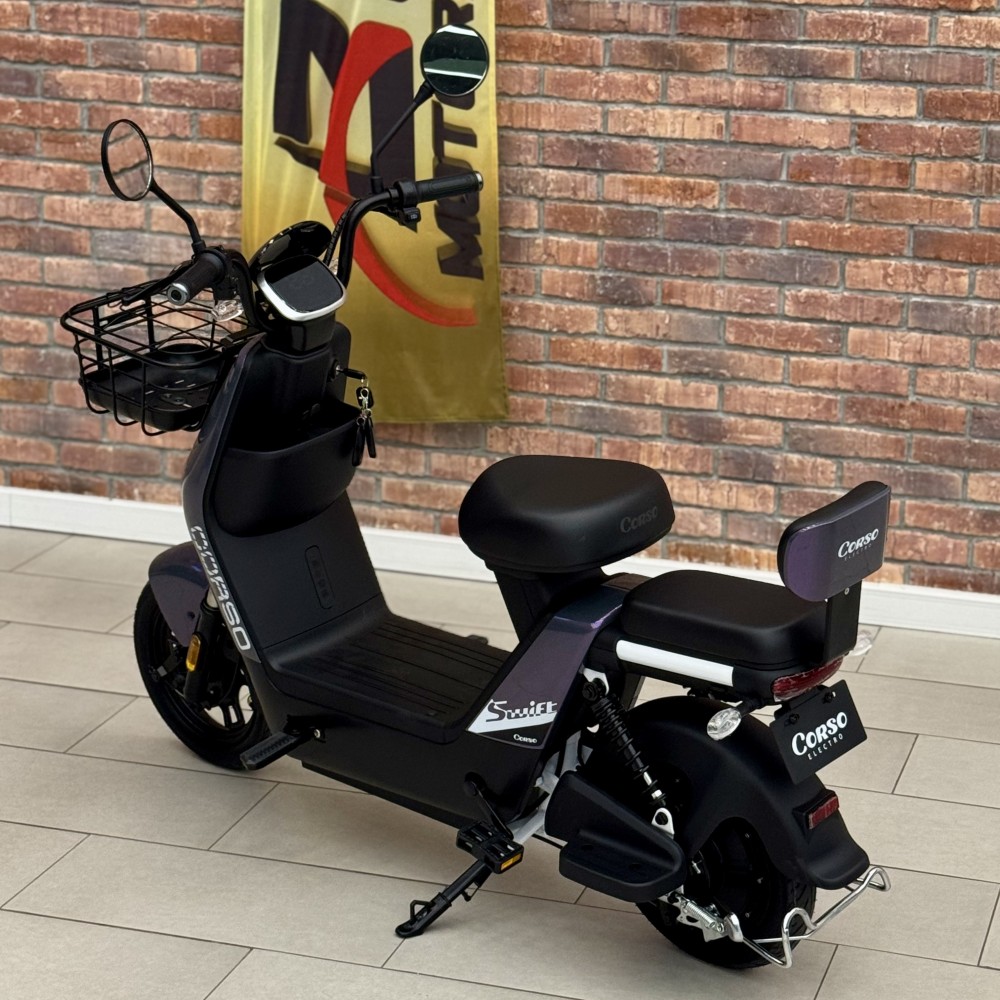 Електричний мопед Corso Swift SW-500632 500W 60V/20Ah, макс. швидкість 30 км/год, педальний привід, LED дисплей, кошик