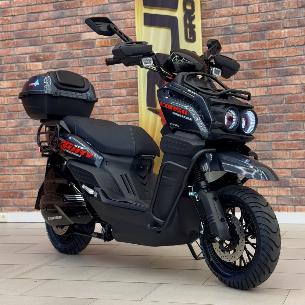 Електроскутер Corso BlackFury BF-645014 2800W акумулятор LiFePO₄ 72V 40Ah до 70 км/год запас ходу 101 км