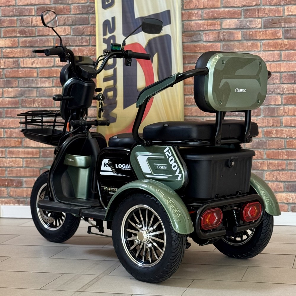 Електричний трицикл Corso Logan LN-951200, 1200W 72V/23Ah, 3 місця, LED фара, сигналізація