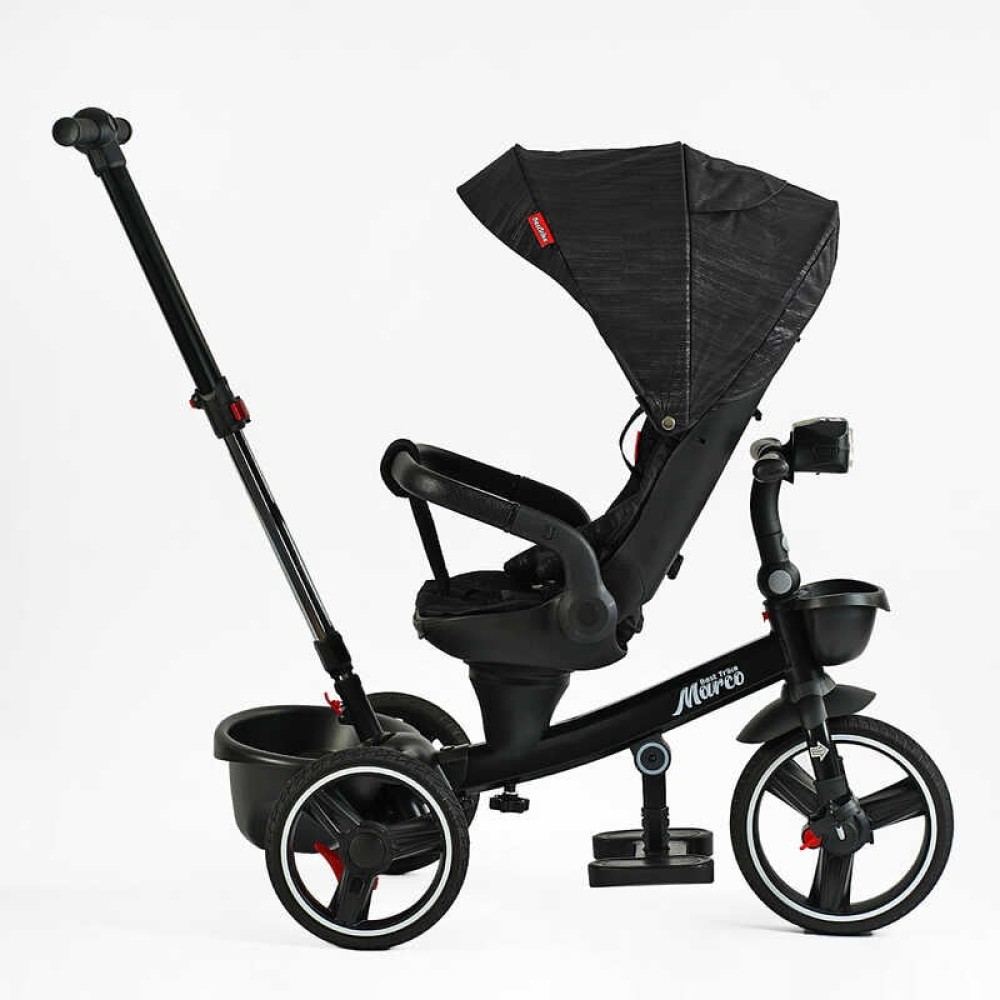 Велосипед 9155/365-12 BestTrike "Marco" поворотне сидіння, складне кермо, колеса з прогумованим PU, кошик, телескопічна ручка, фара музична