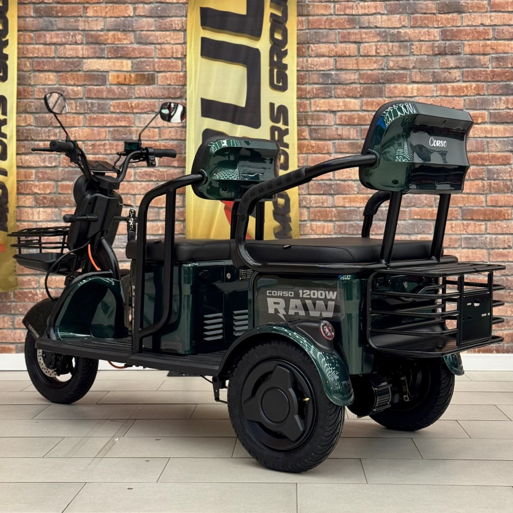 Електричний трицикл Corso «RAW» RW-169932 + 1 ЯЩИК АКУМ, двигун 1200W, акумулятор 72V/23Ah графеновий, колеса 300-10, в коробці