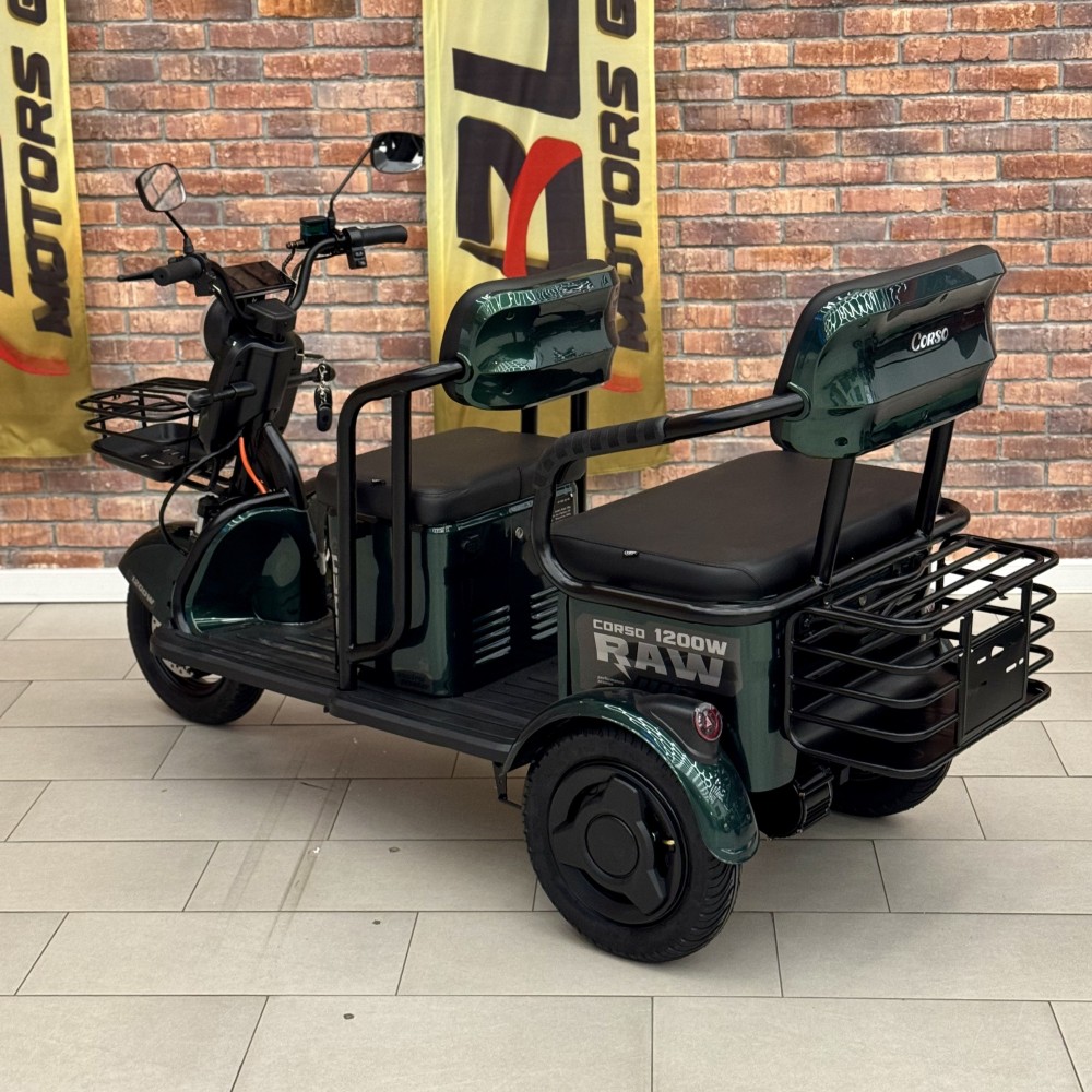 Електричний трицикл Corso «RAW» RW-169932 + 1 ЯЩИК АКУМ, двигун 1200W, акумулятор 72V/23Ah графеновий, колеса 300-10, в коробці
