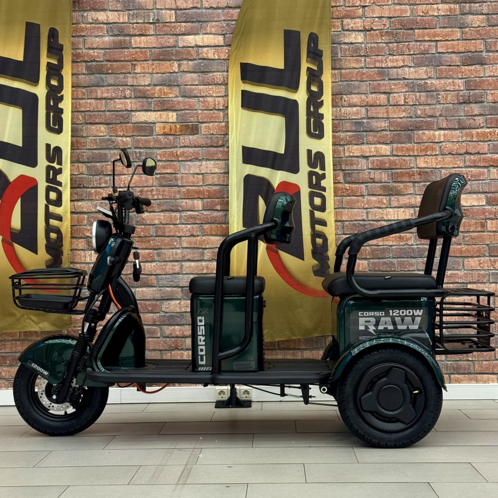 Електричний трицикл Corso «RAW» RW-169932 + 1 ЯЩИК АКУМ, двигун 1200W, акумулятор 72V/23Ah графеновий, колеса 300-10, в коробці