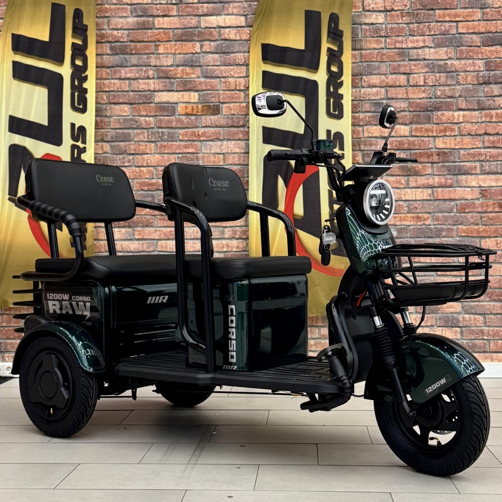 Електричний трицикл Corso «RAW» RW-169932 + 1 ЯЩИК АКУМ, двигун 1200W, акумулятор 72V/23Ah графеновий, колеса 300-10, в коробці