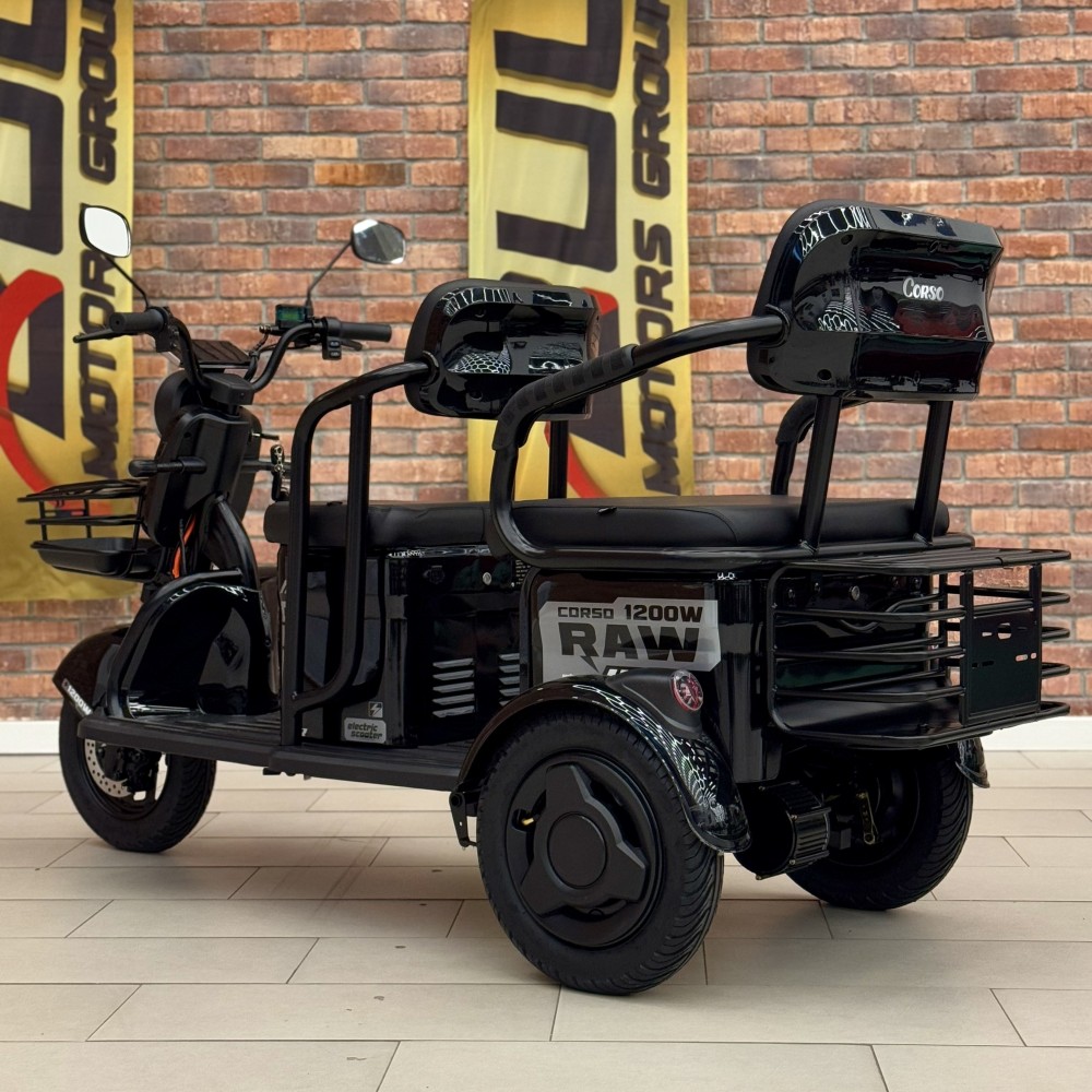 Електричний трицикл Corso «RAW» RW-411587 + 1 ЯЩИК АКУМ, двигун 1200W, акумулятор 72V/23Ah графеновий, колеса 300-10, в коробці