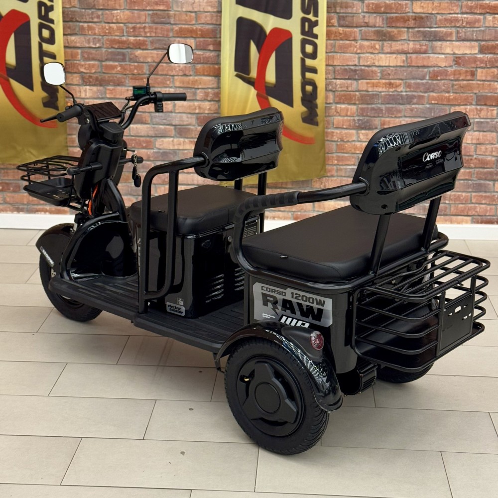 Електричний трицикл Corso «RAW» RW-411587 + 1 ЯЩИК АКУМ, двигун 1200W, акумулятор 72V/23Ah графеновий, колеса 300-10, в коробці