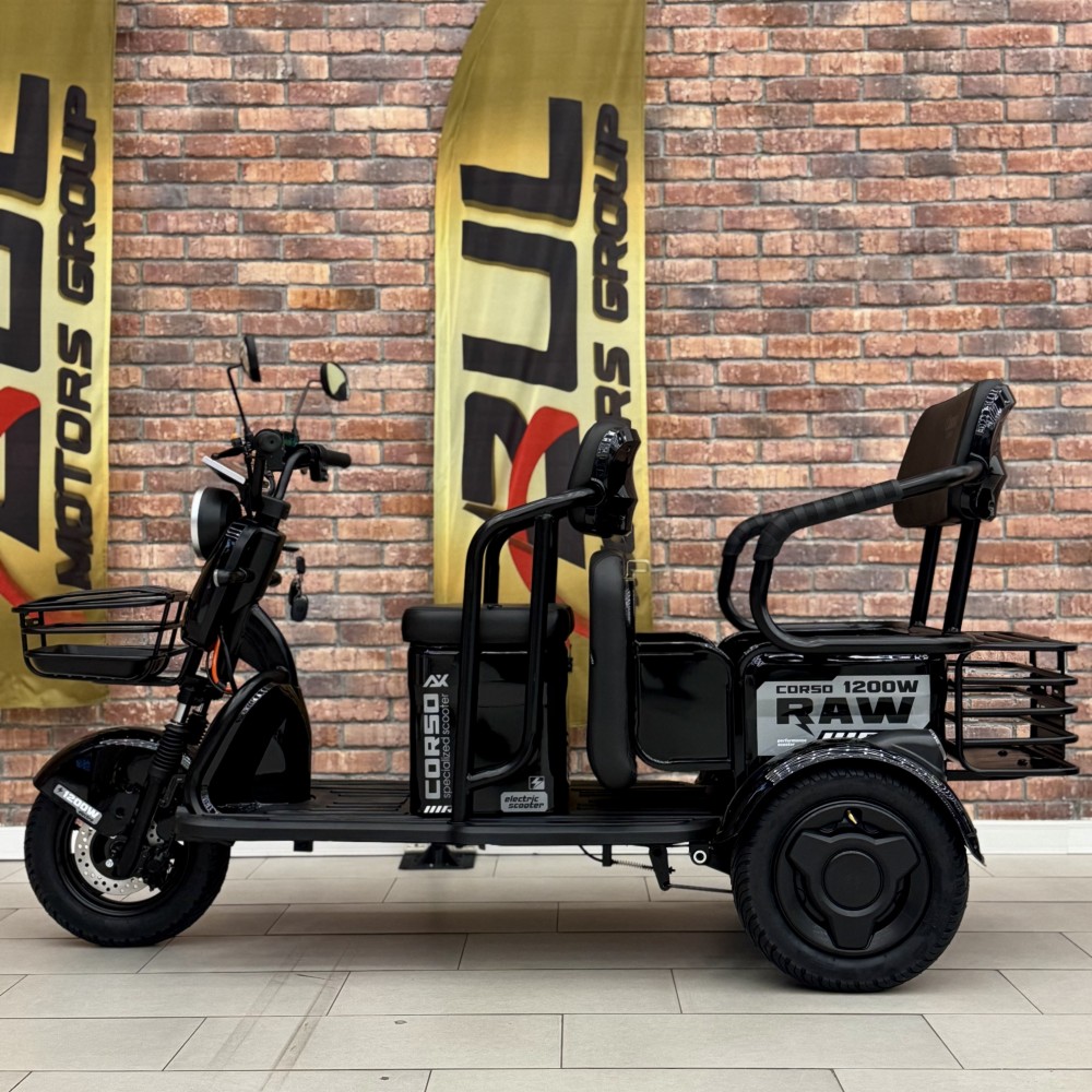 Електричний трицикл Corso «RAW» RW-411587 + 1 ЯЩИК АКУМ, двигун 1200W, акумулятор 72V/23Ah графеновий, колеса 300-10, в коробці