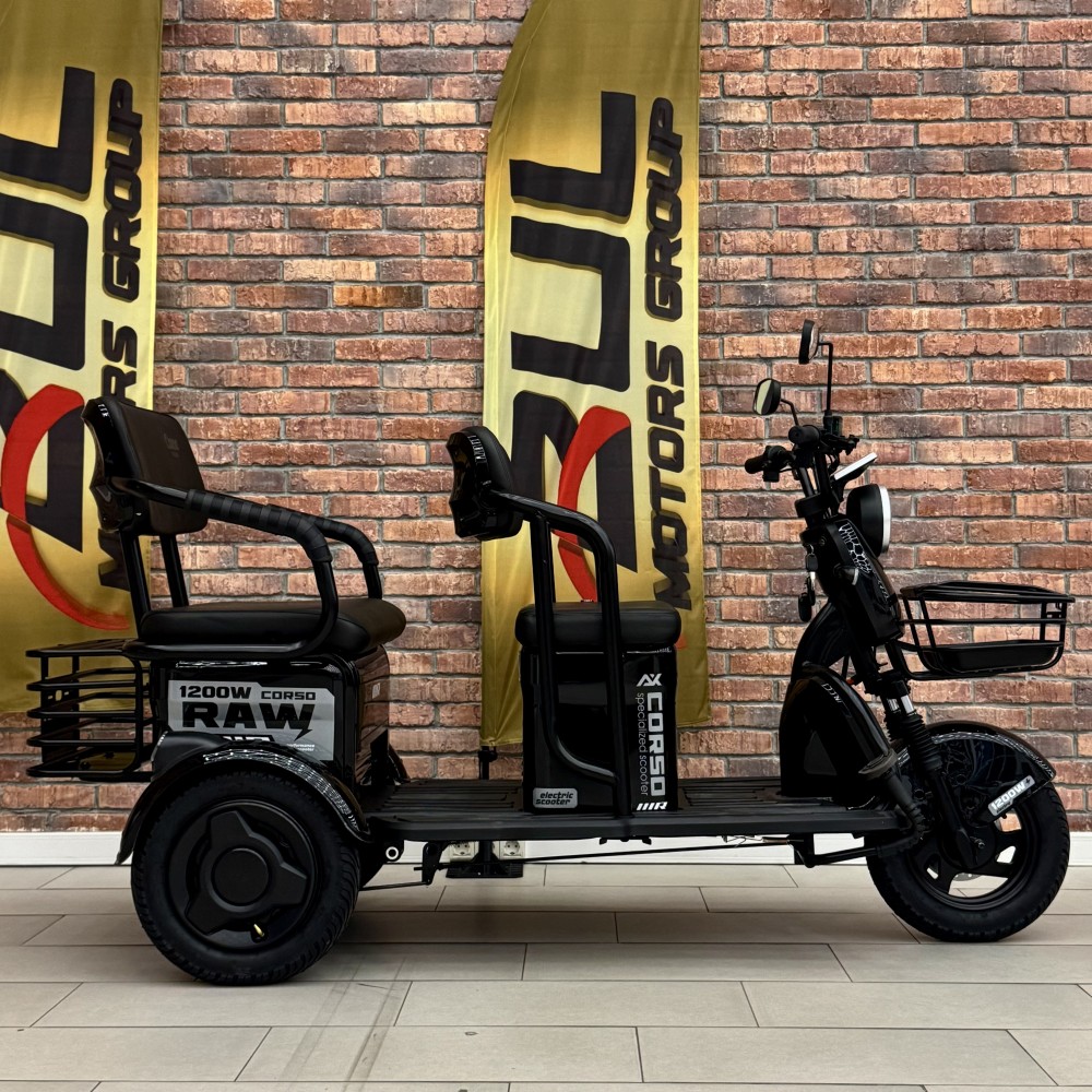 Електричний трицикл Corso «RAW» RW-411587 + 1 ЯЩИК АКУМ, двигун 1200W, акумулятор 72V/23Ah графеновий, колеса 300-10, в коробці