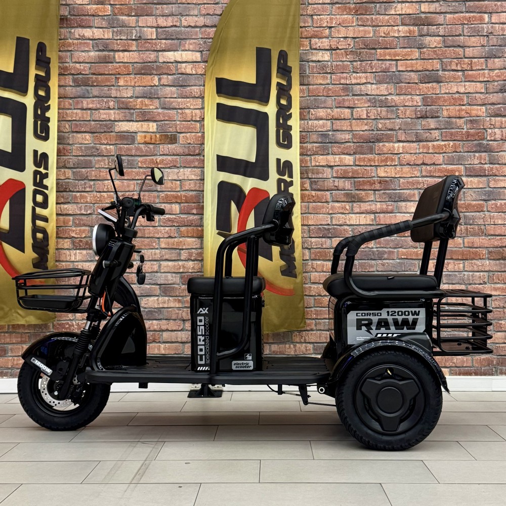Електричний трицикл Corso «RAW» RW-411587 + 1 ЯЩИК АКУМ, двигун 1200W, акумулятор 72V/23Ah графеновий, колеса 300-10, в коробці