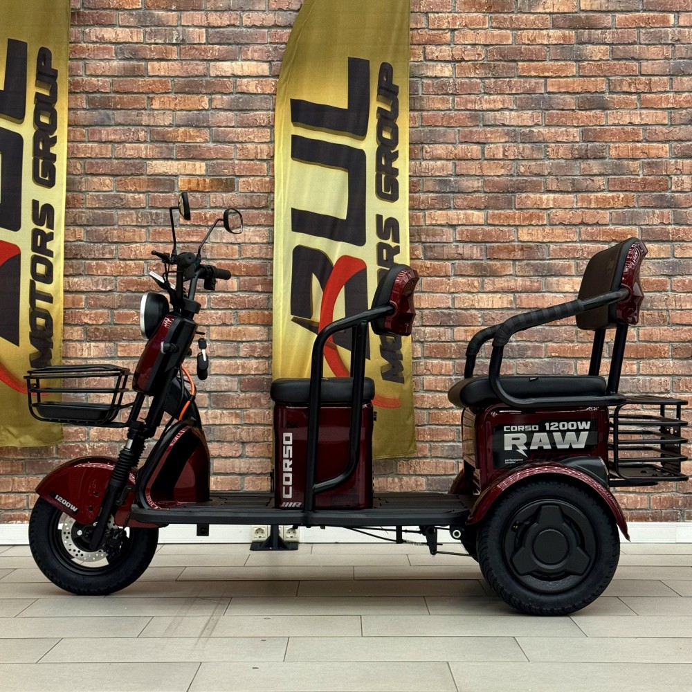 Електричний трицикл Corso «RAW» RW-756698 + 1 ЯЩИК АКУМ, двигун 1200W, акумулятор 72V/23Ah графеновий, колеса 300-10, в коробці