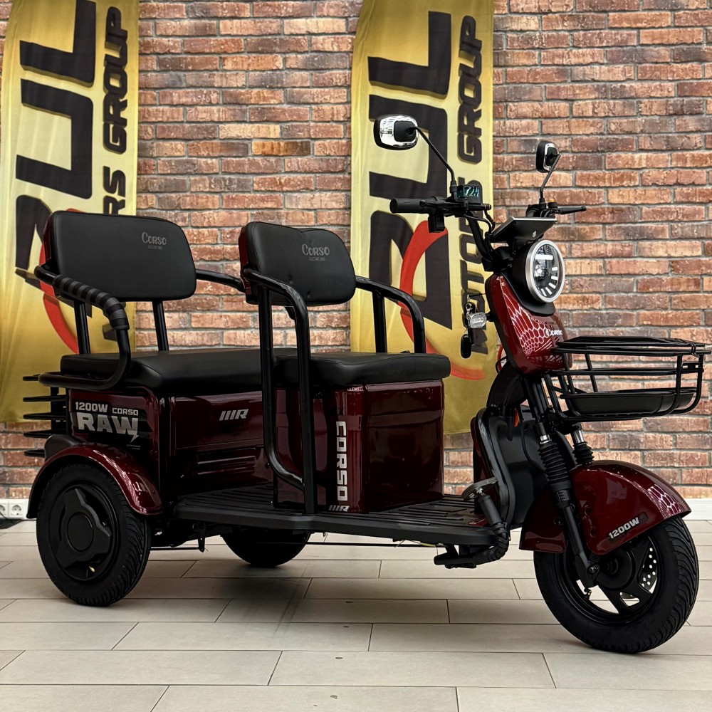 Електричний трицикл Corso «RAW» RW-756698 + 1 ЯЩИК АКУМ, двигун 1200W, акумулятор 72V/23Ah графеновий, колеса 300-10, в коробці