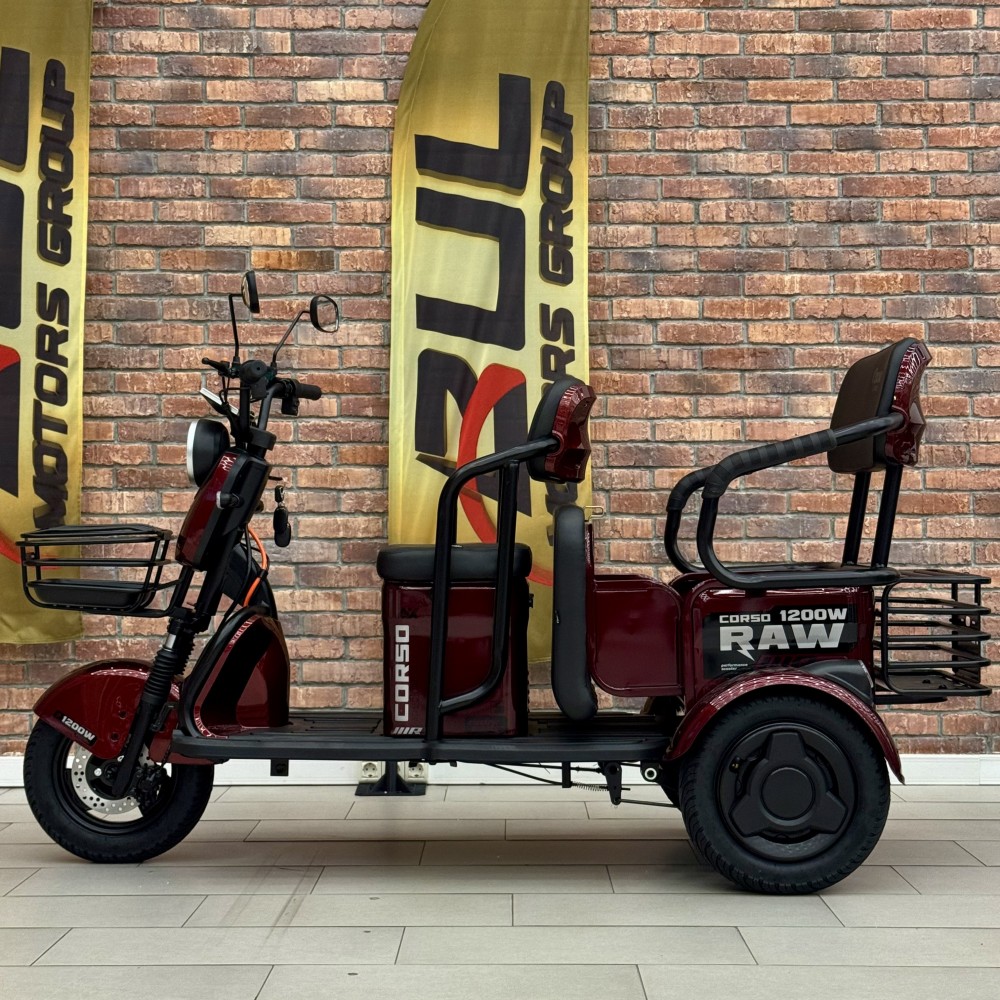 Електричний трицикл Corso «RAW» RW-756698 + 1 ЯЩИК АКУМ, двигун 1200W, акумулятор 72V/23Ah графеновий, колеса 300-10, в коробці