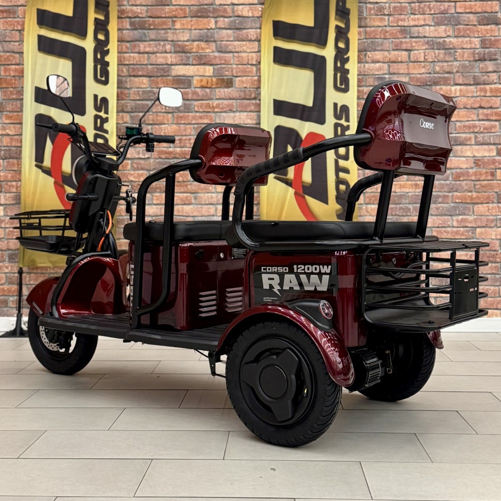 Електричний трицикл Corso «RAW» RW-756698 + 1 ЯЩИК АКУМ, двигун 1200W, акумулятор 72V/23Ah графеновий, колеса 300-10, в коробці