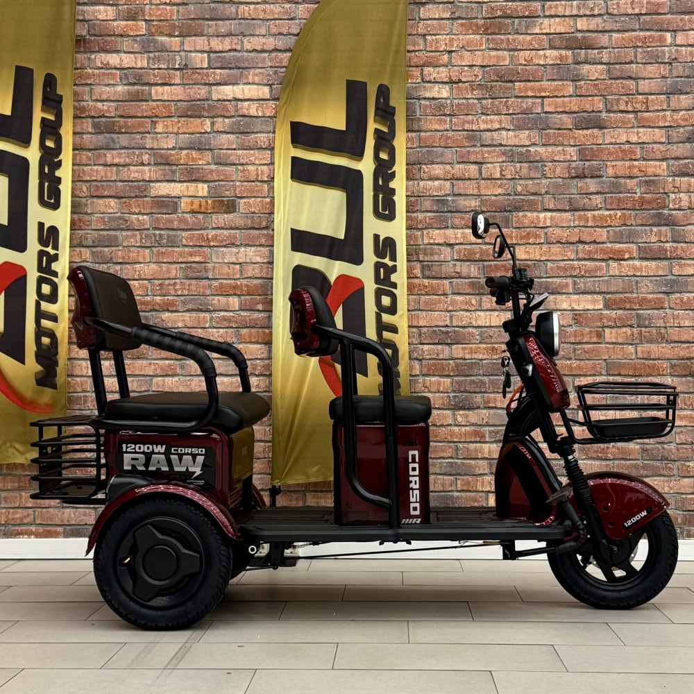 Електричний трицикл Corso «RAW» RW-756698 + 1 ЯЩИК АКУМ, двигун 1200W, акумулятор 72V/23Ah графеновий, колеса 300-10, в коробці