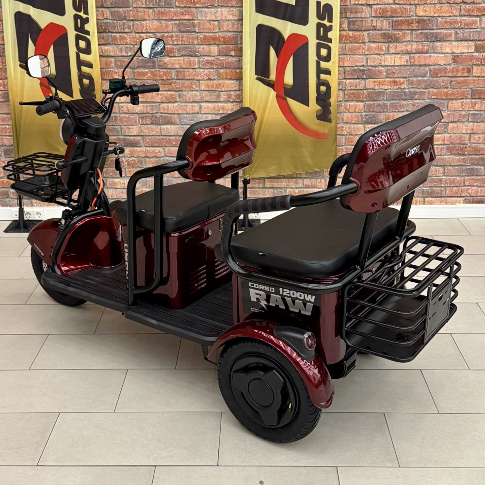 Електричний трицикл Corso «RAW» RW-756698 + 1 ЯЩИК АКУМ, двигун 1200W, акумулятор 72V/23Ah графеновий, колеса 300-10, в коробці
