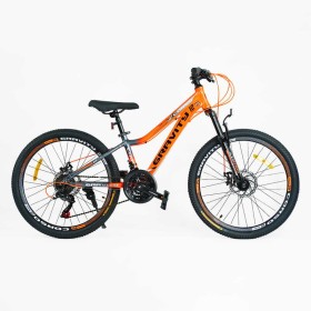 Велосипед спортивний Corso GRAVITY GR-24763 24", алюмінієва рама 12", 21 швидкість, Shimano, дискові гальма