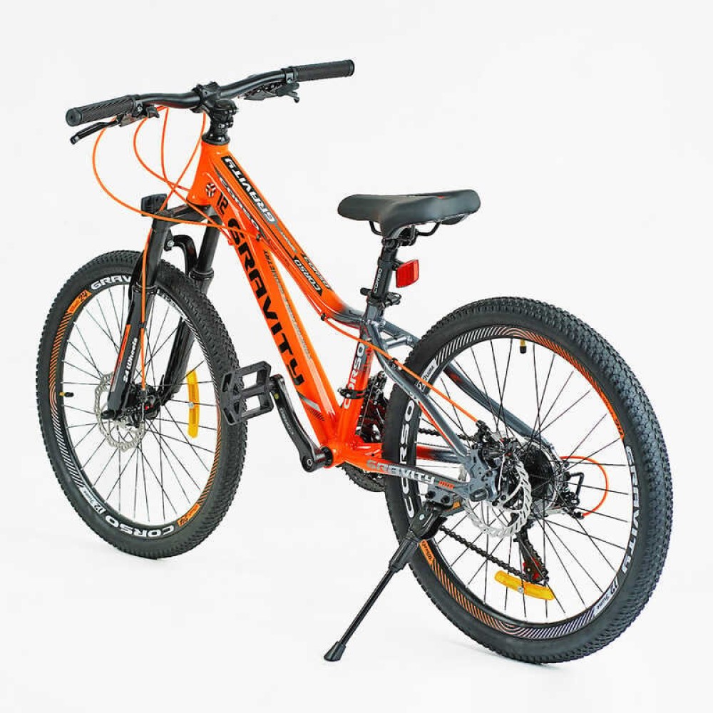 Велосипед спортивний Corso GRAVITY GR-24763 24", алюмінієва рама 12", 21 швидкість, Shimano, дискові гальма