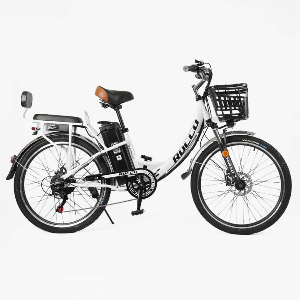 Електровелосипед Corso «ROCCO» 26" RC-26210, рама сталева, двигун 500W, акумулятор 48V20AH, кошик