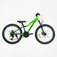 Велосипед спортивний Corso GRAVITY GR-24205 24" алюмінієва рама 12", 21 швидкість, Shimano, дискові гальма