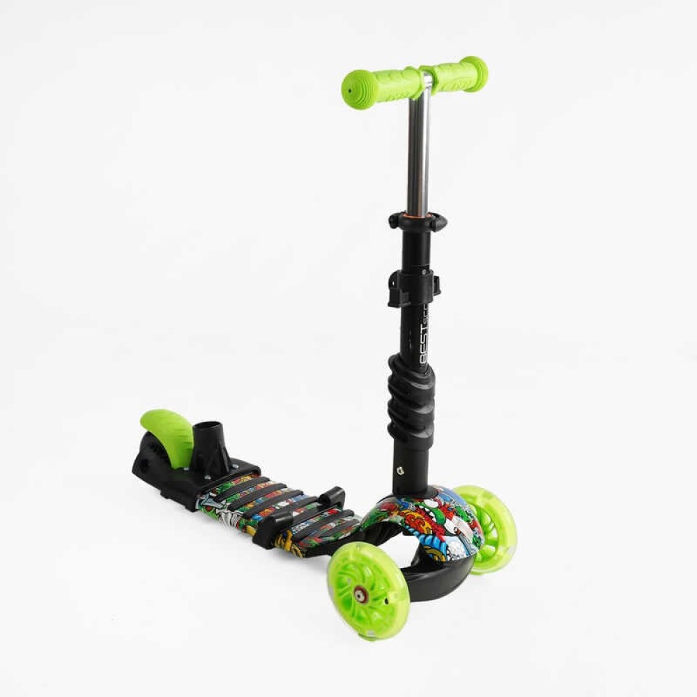 Самокат 5в1 LS-72300 (1) Best Scooter, з ДОП. КОЛІСАМИ, захисний бампер, PU колеса зі світлом, в коробці