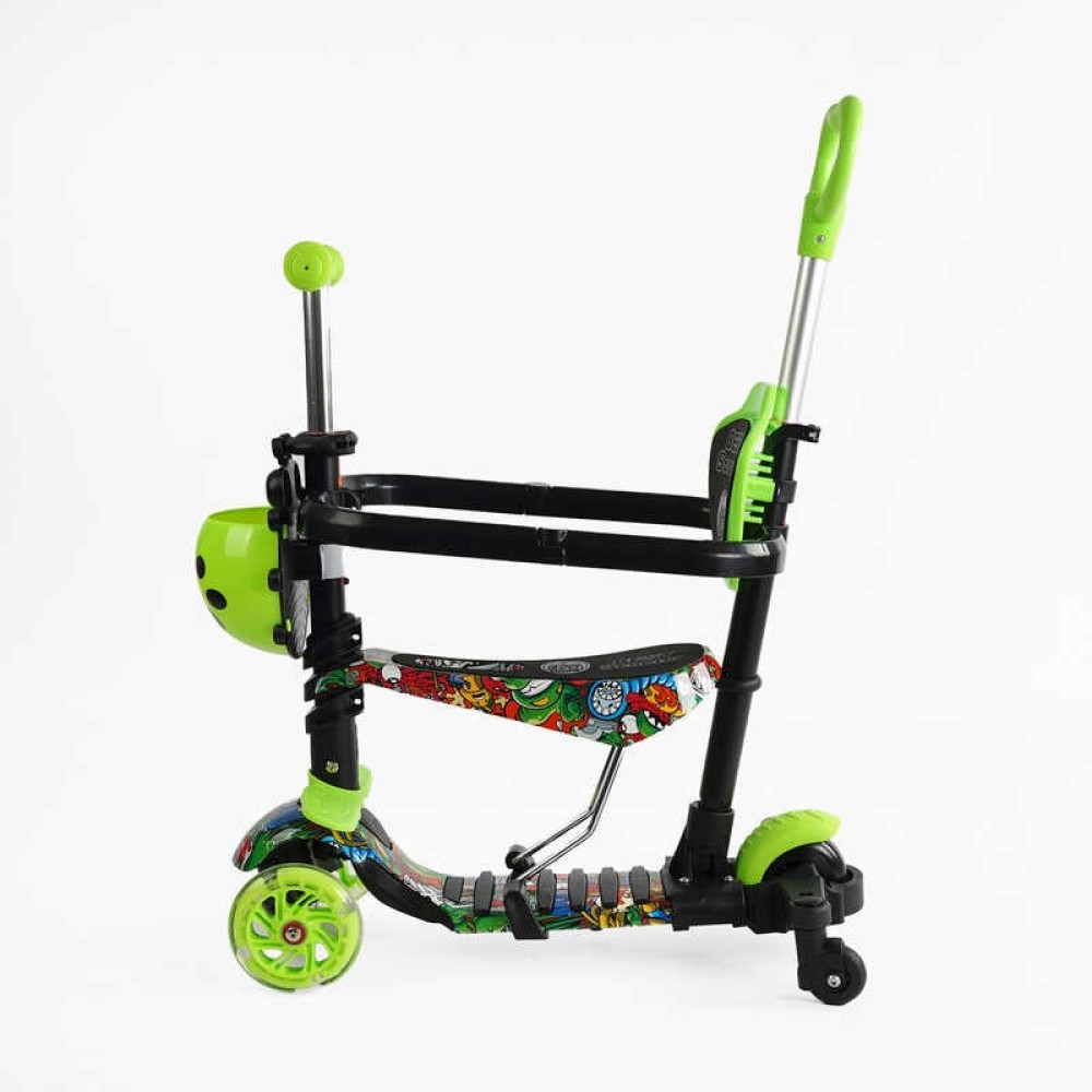 Самокат 5в1 LS-72300 (1) Best Scooter, з ДОП. КОЛІСАМИ, захисний бампер, PU колеса зі світлом, в коробці