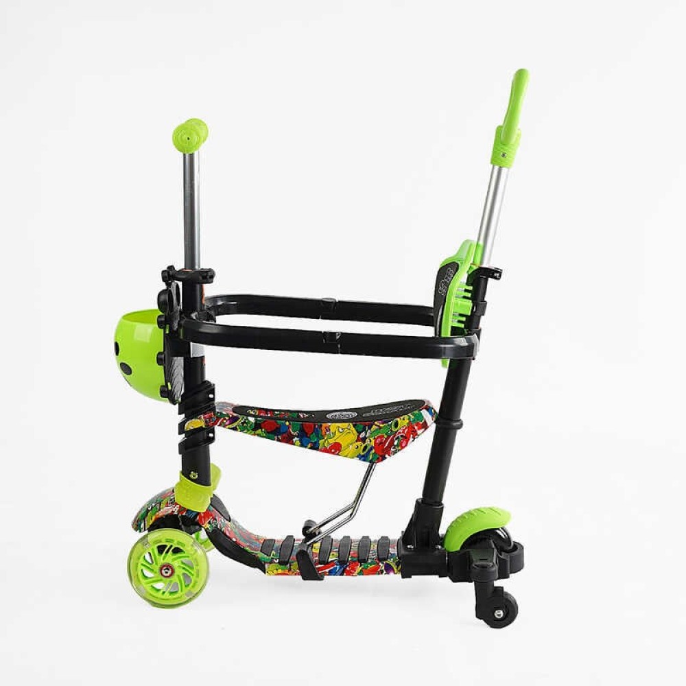 Самокат 5в1 LS-76235 Best Scooter, з ДОП. КОЛІСАМИ, захисний бампер, PU колеса зі світлом, в коробці
