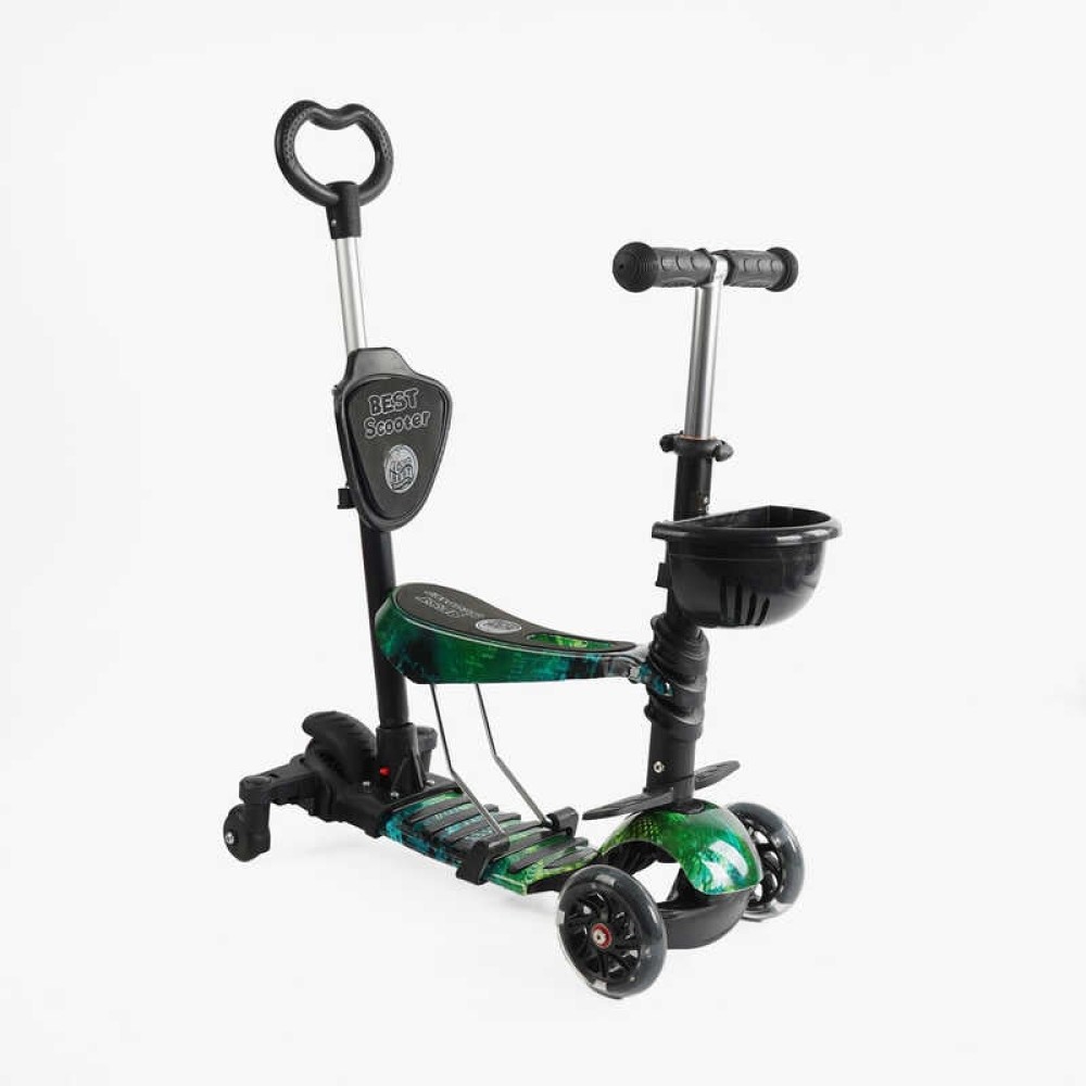 Самокат 5в1 LS-79350 Best Scooter, з ДОП. КОЛІСАМИ, захисний бампер, PU колеса зі світлом, в коробці