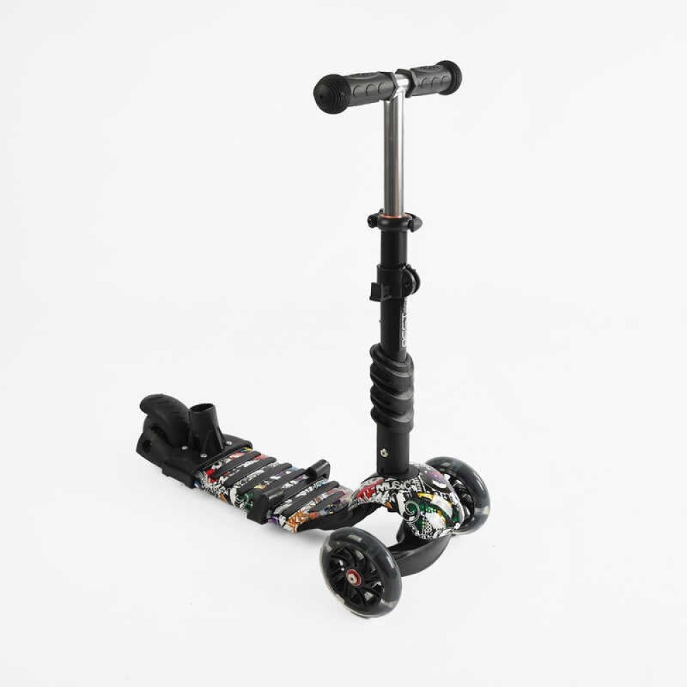 Самокат 5в1 LS-82755 Best Scooter, з ДОП. КОЛІСАМИ, захисний бампер, PU колеса зі світлом, в коробці