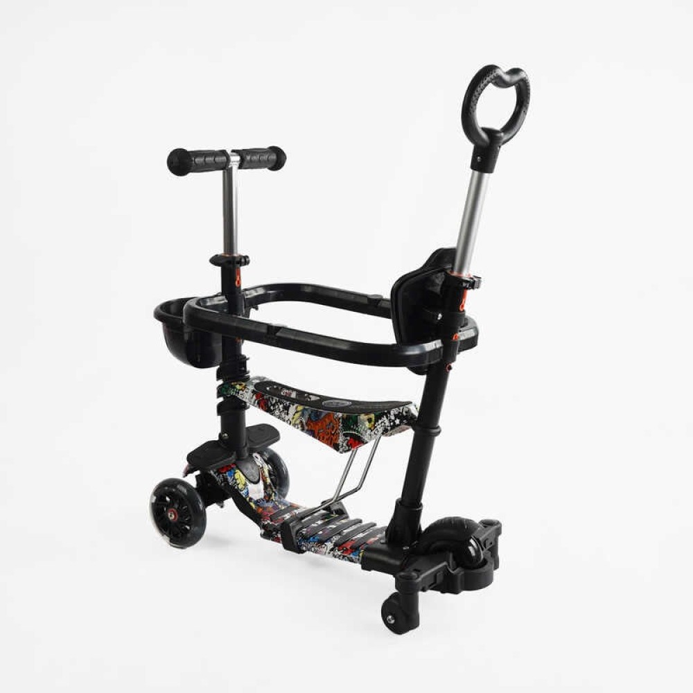 Самокат 5в1 LS-82755 Best Scooter, з ДОП. КОЛІСАМИ, захисний бампер, PU колеса зі світлом, в коробці