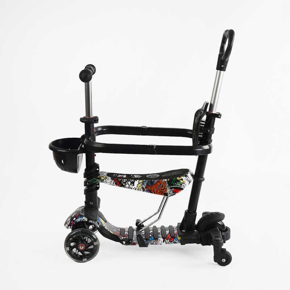 Самокат 5в1 LS-82755 Best Scooter, з ДОП. КОЛІСАМИ, захисний бампер, PU колеса зі світлом, в коробці