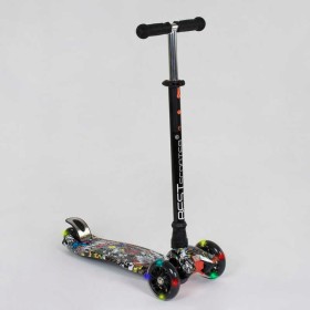 Самокат А 24642/779-1386 MAXI "Best Scooter" (1) пластмасовий, 4 колеса PU, СВІТЛО, трубка керма алюмінієва, d = 12см, в коробці