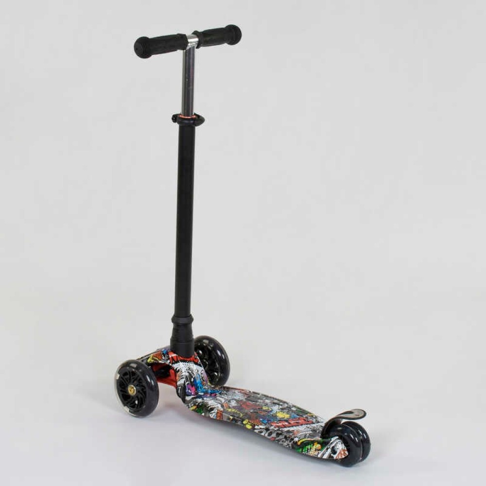 Самокат А 24642/779-1386 MAXI "Best Scooter" (1) пластмасовий, 4 колеса PU, СВІТЛО, трубка керма алюмінієва, d = 12см, в коробці