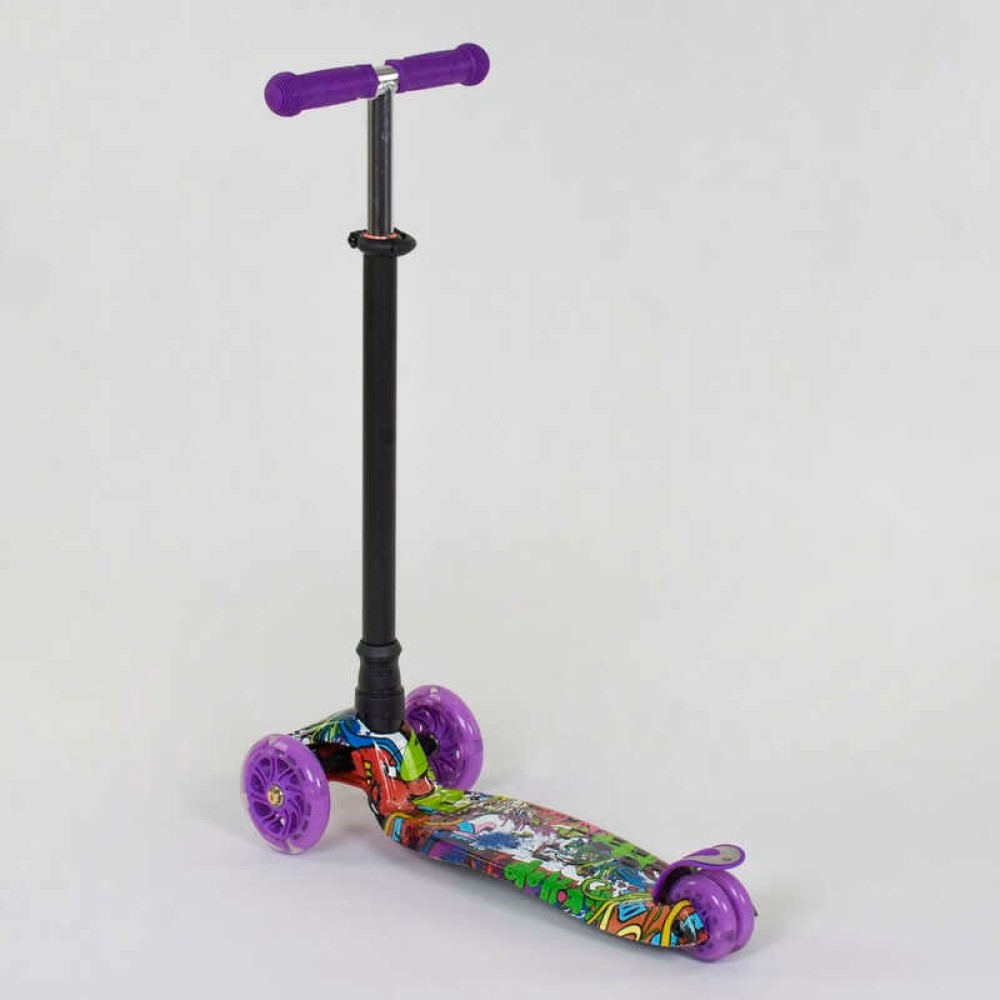 Самокат А 24646/779-1390 MAXI "Best Scooter" (1) пластмасовий, 4 колеса PU, СВІТЛО, трубка керма алюмінієва, d = 12см, в коробці