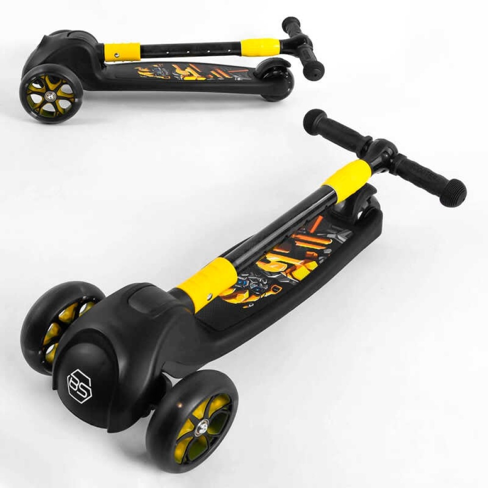 Самокат триколісний 15172 Best Scooter СВІТЛО КОЛІС ТА ДИСКІВ, складене кермо, передні колеса PU 120х35мм, задні колеса PU 80х48мм