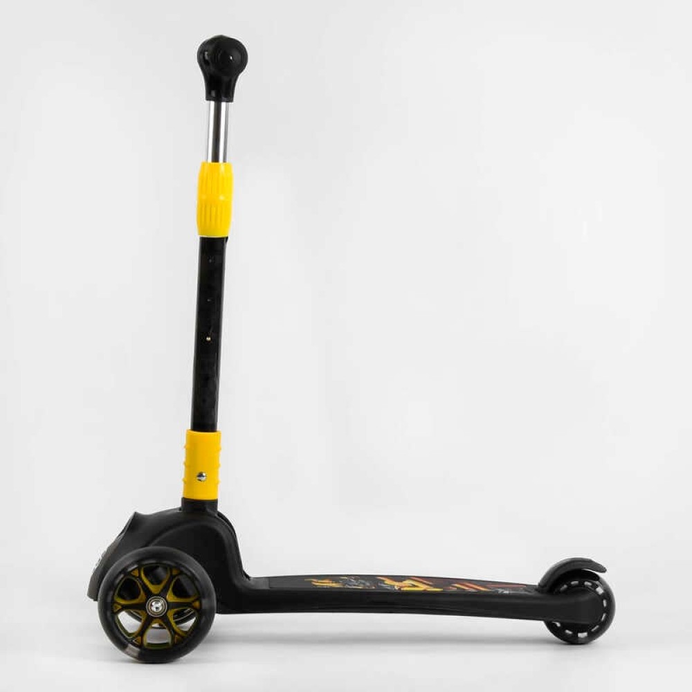 Самокат триколісний 15172 Best Scooter СВІТЛО КОЛІС ТА ДИСКІВ, складене кермо, передні колеса PU 120х35мм, задні колеса PU 80х48мм