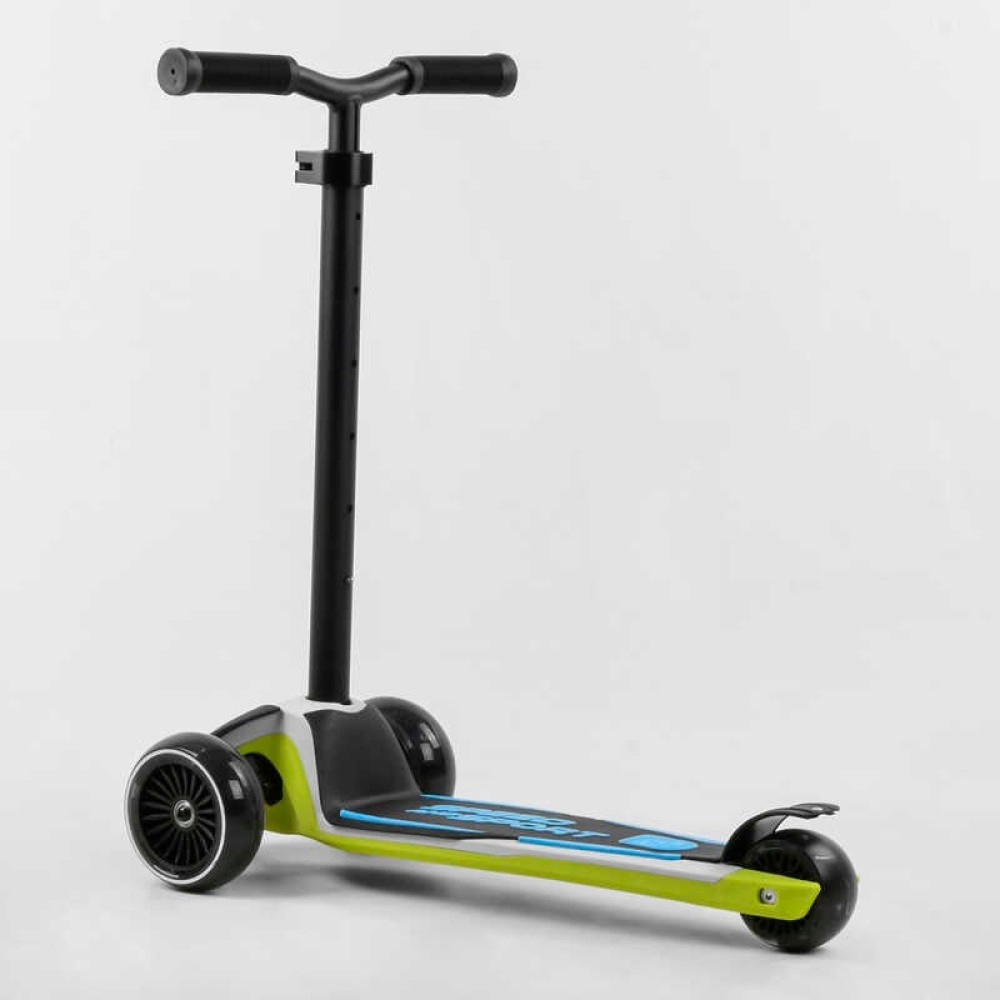 Самокат триколісний Best Scooter HW-00425 MAXI (6) знімне алюмінієве кермо, передні колеса PU 120х45мм. задні 80х50мм, зі світлом, в коробці