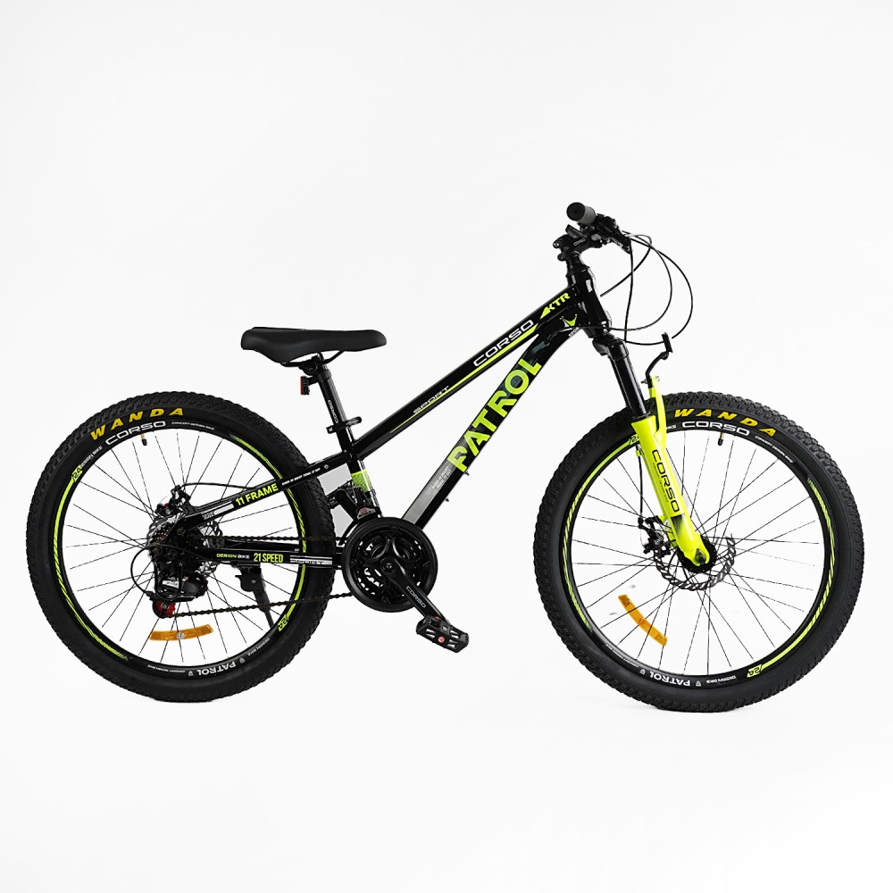 Велосипед Спортивний Corso PATROL PL-24509 24" WANDA, 21 швидкість, SunRun, амортизація, дискові гальма