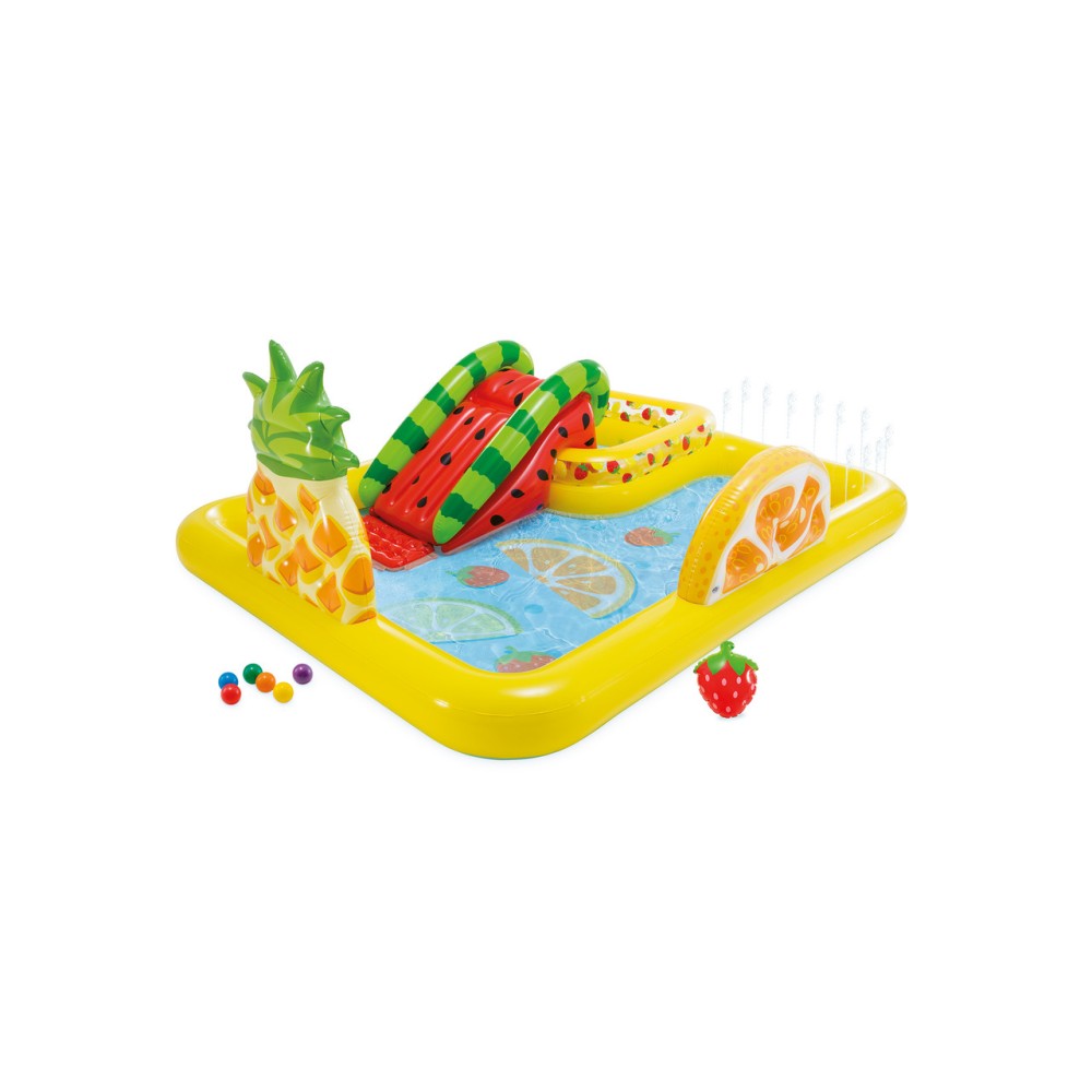 Intex Ігровий центр 57158 NP (2) "Веселий фрукт", 244 x 191 x 91 см, з гіркою, від 2-х років, 493л, в коробці