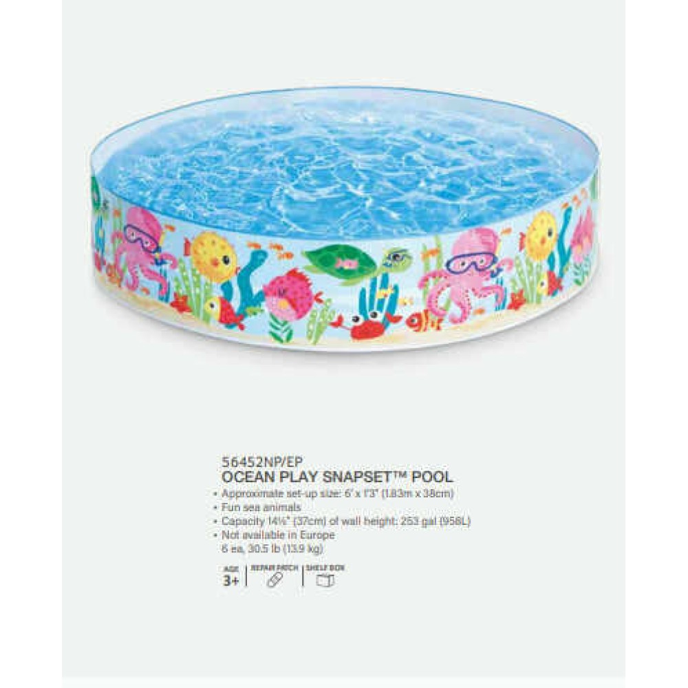 Intex Басейн 56452 NP "Океан" (6) розміром 183x38 см, об&apos;єм: 958л при 80 наповненні, від 3-х років