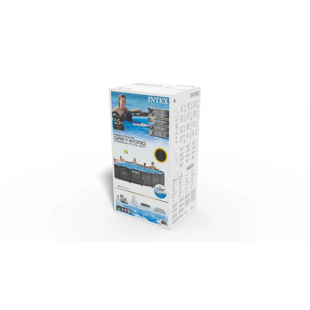 Intex Басейн каркасний 26744 NP об'єм:24310л, розмір:549x122см, сходи, насос-фільтр:5 678 л/год, драбина, тент, підстилка), в коробці