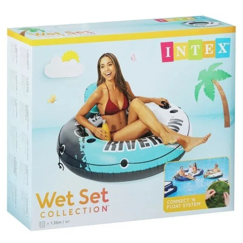 Надувне коло-крісло 135см "River Run" з ручками, до 100кг, INTEX 56825