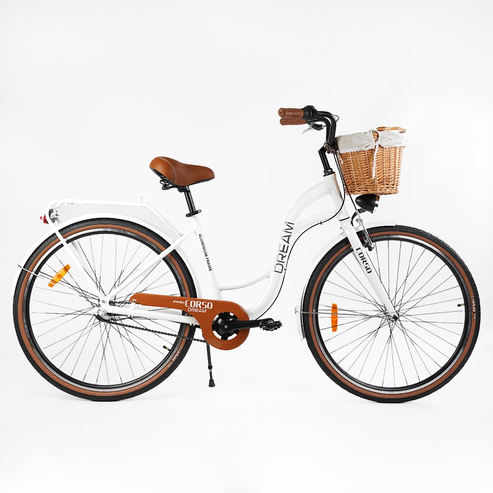 Велосипед міський Corso Dream DM-28711 28", рама 18", алюмінієвий, Shimano Nexus 3, кошик, багажник, фара