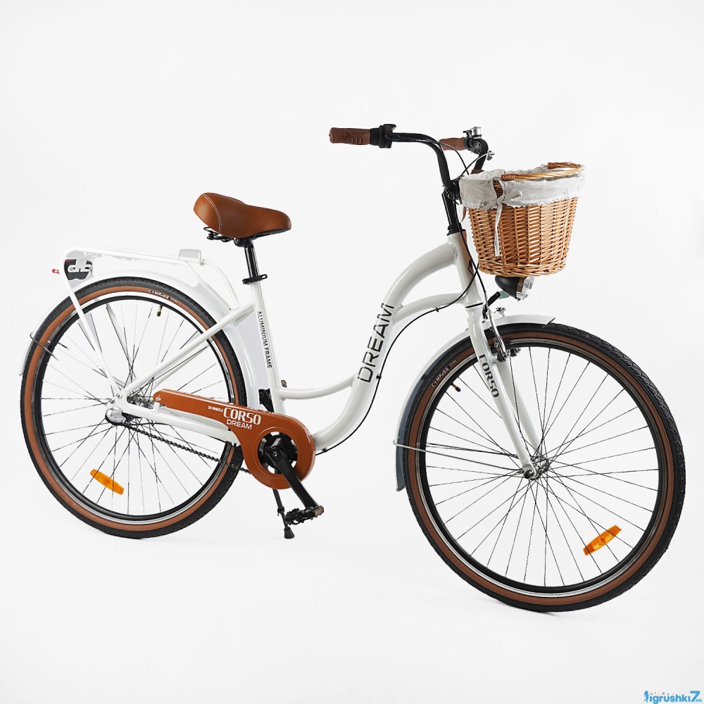 Велосипед міський Corso Dream DM-28711 28", рама 18", алюмінієвий, Shimano Nexus 3, кошик, багажник, фара